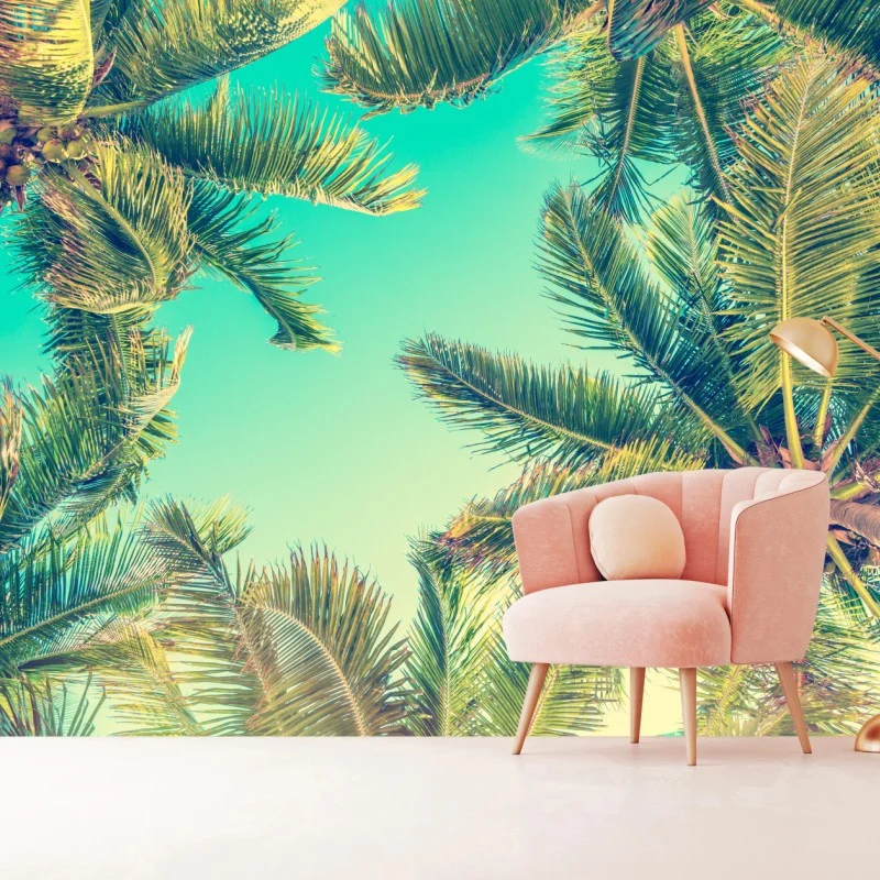 Carta da parati cielo tropicale tra le palme