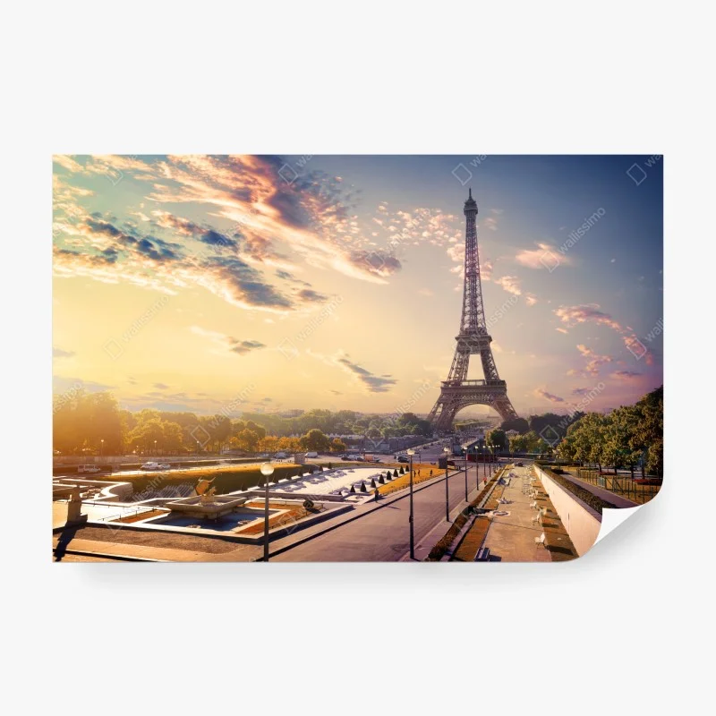 Carta da parati tramonto parigino con Torre Eiffel