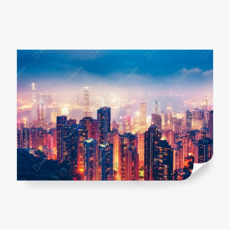 Carta da parati panorama notturno di Hong Kong dal Victoria Peak