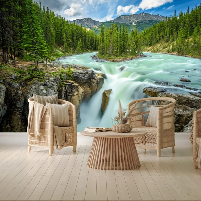 Carta da parati cascata Sunwapta nel Jasper National Park