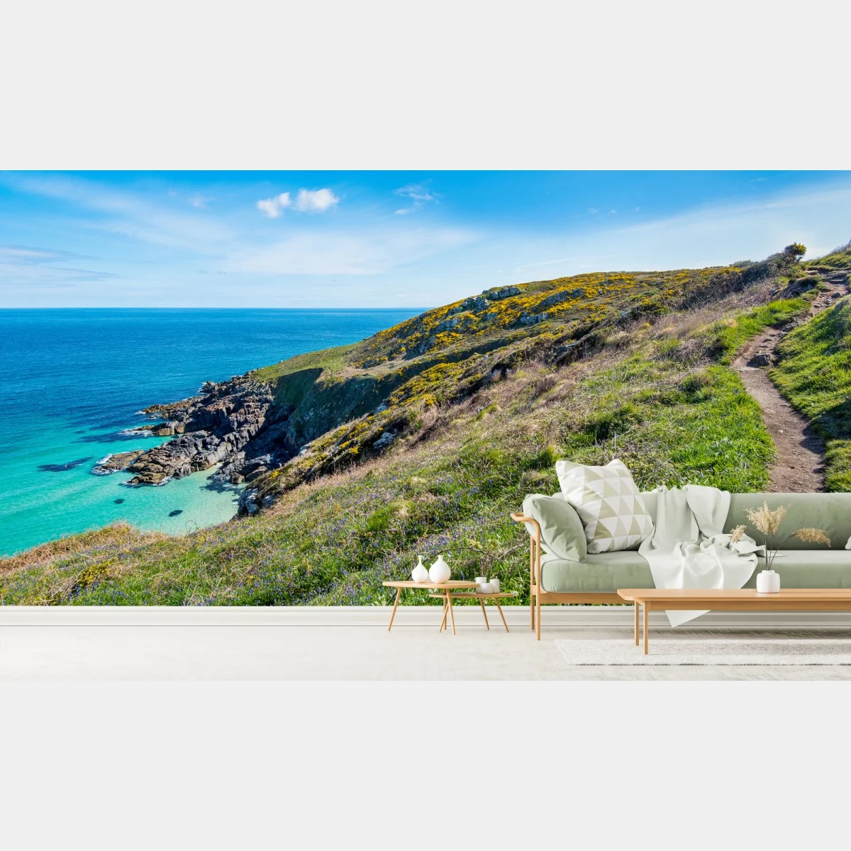 Carta da parati panorama del sentiero costiero di St Ives • Wallissimo® Carta da parati panorama del sentiero costiero di St Ives • Wallissimo®