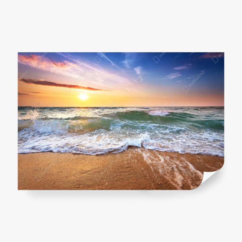 Carta da parati tramonto dorato sul mare