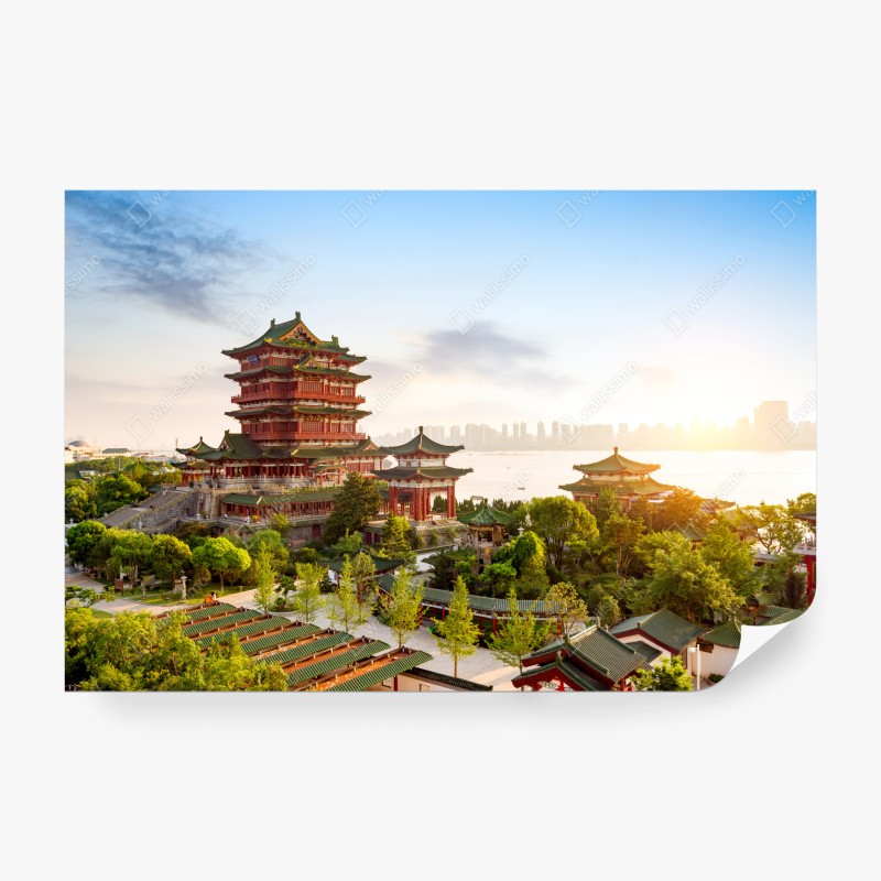 Carta da parati tramonto al padiglione Tengwang di Nanchang