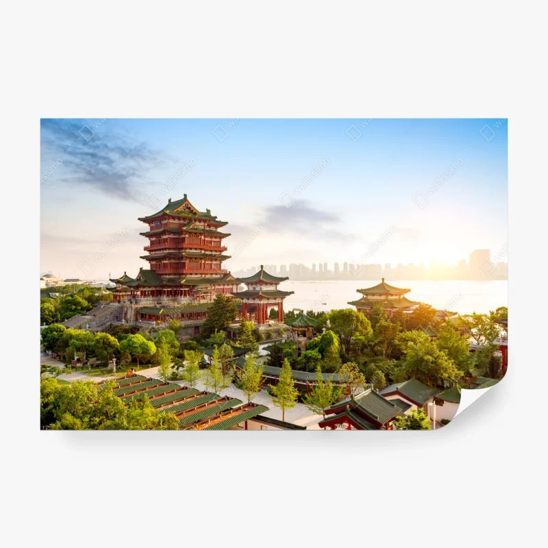 Carta da parati tramonto al padiglione Tengwang di Nanchang