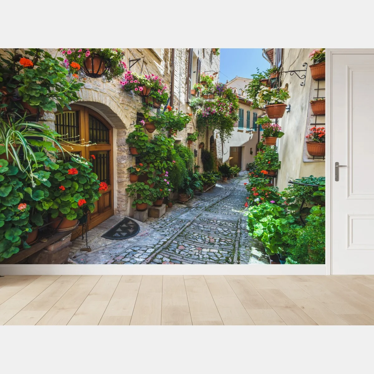 Carta da parati angolo fiorito di Spello • Wallissimo® Carta da parati angolo fiorito di Spello • Wallissimo®