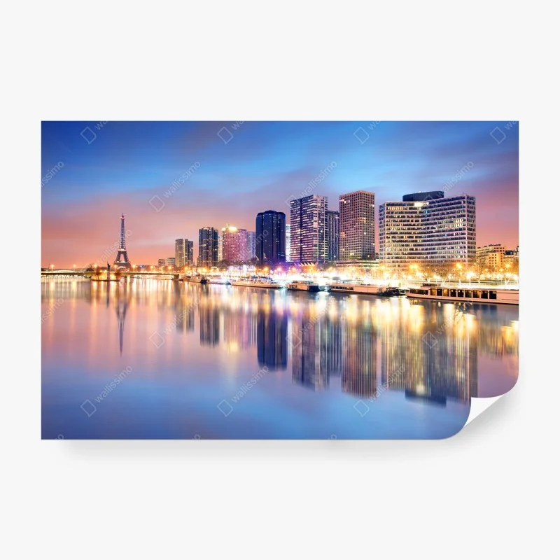 Carta da parati tramonto e riflessi sul fiume a Parigi con Torre Eiffel