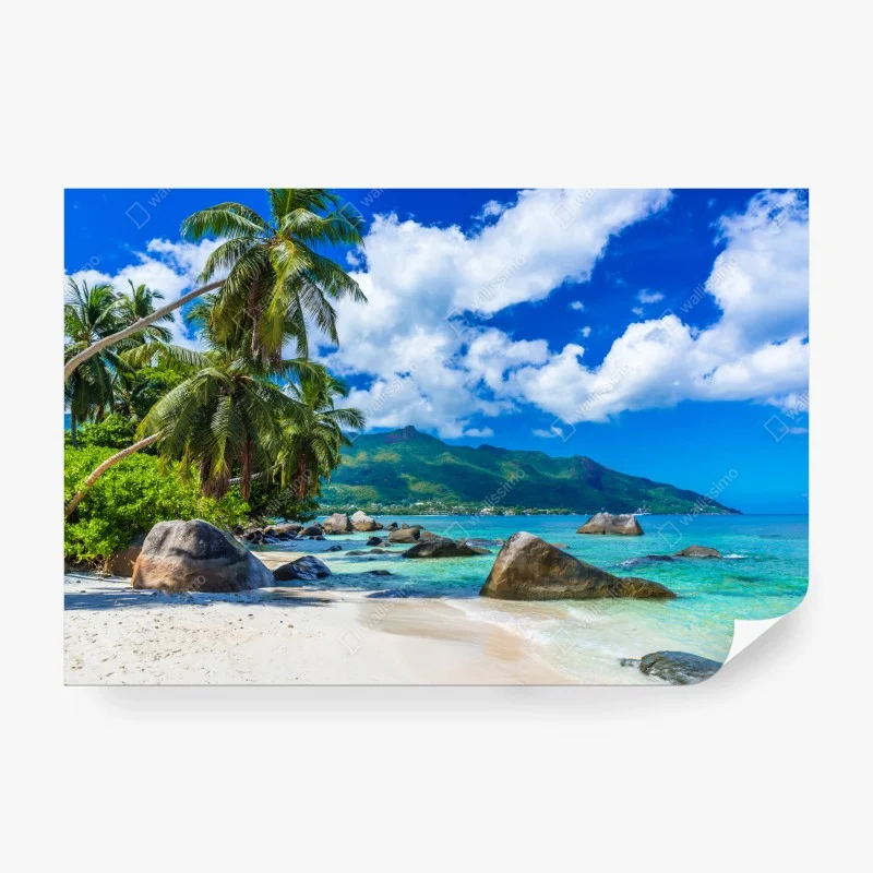 Carta da parati vista tropicale a Baie Beau Vallon, Mahe