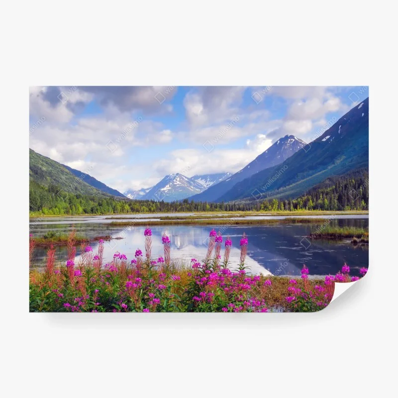 Carta da parati lago Tern tra le montagne della penisola di Kenai