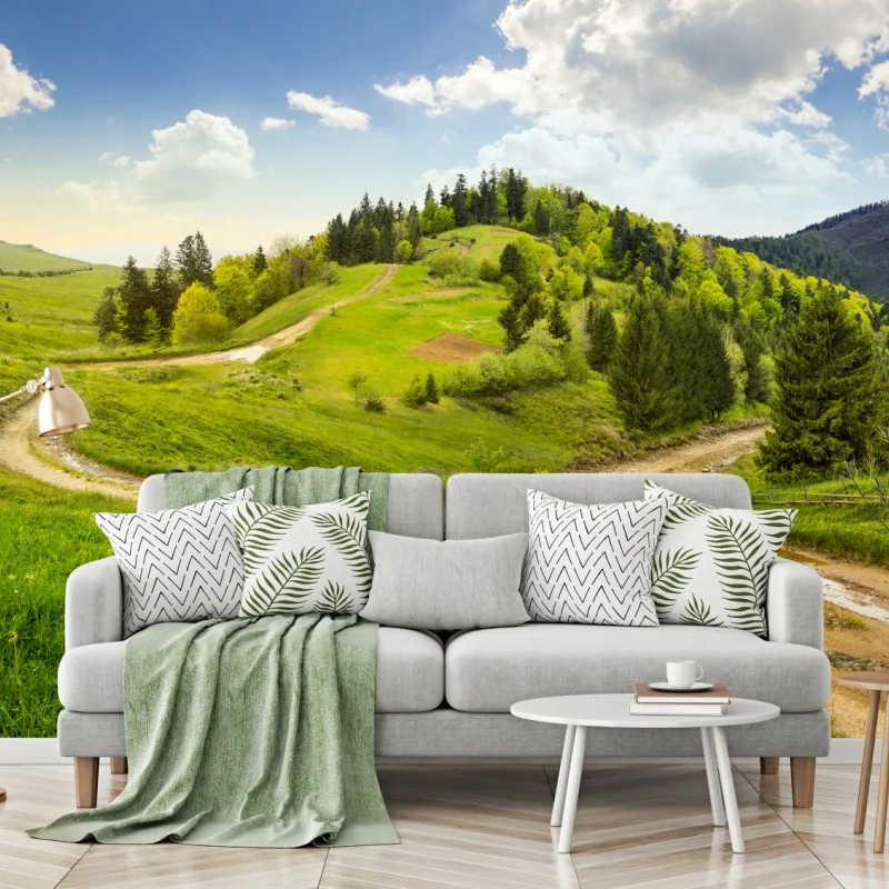 Carta da parati bivio sulle colline autunnali