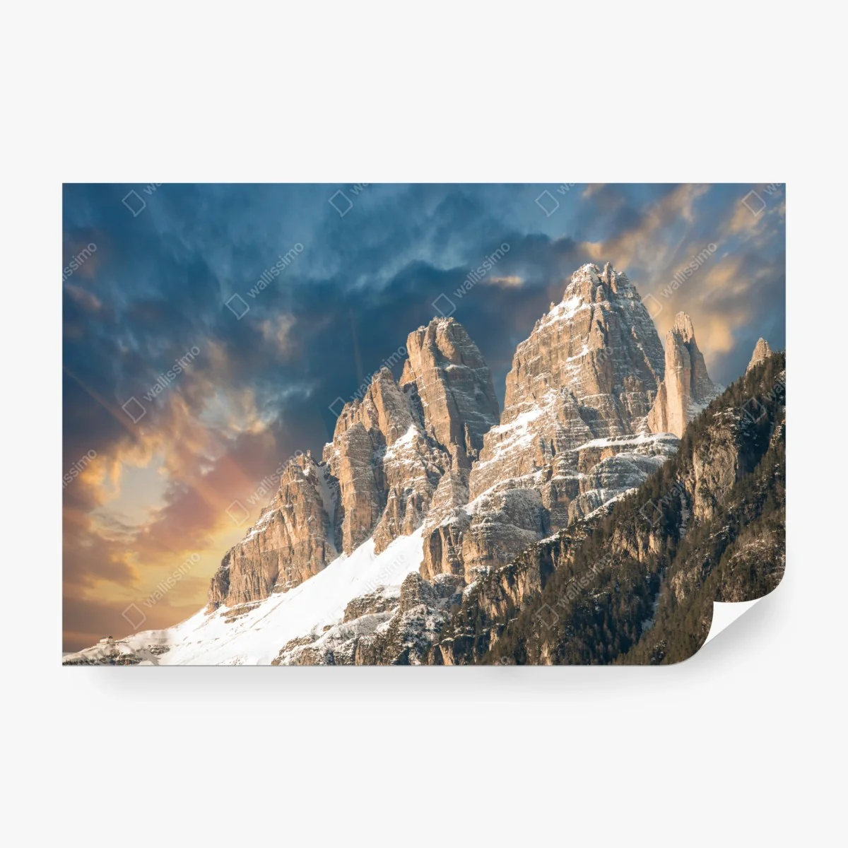 Carta da parati vista alpina delle Dolomiti al tramonto • Wallissimo® Carta da parati vista alpina delle Dolomiti al tramonto • Wallissimo®