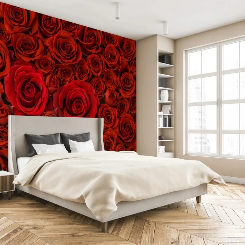 Carta da parati mosaico di rose rosse