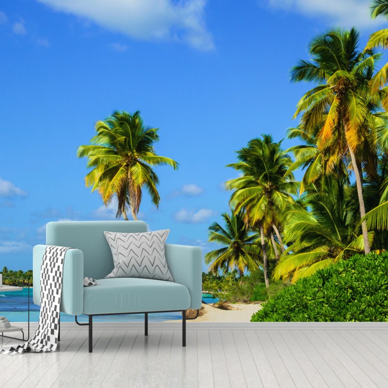 Carta da parati paradiso tropicale palme e mare