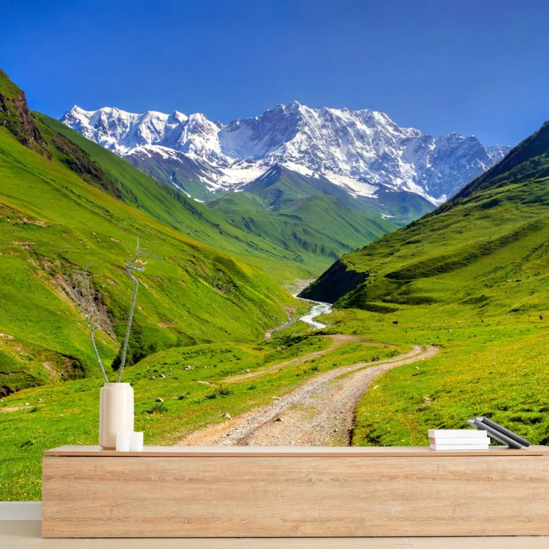 Carta da parati panorama del Caucaso: Shkhara visto da Ushguli