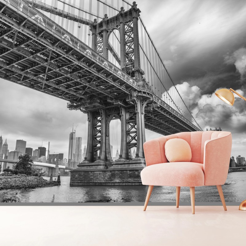 Carta da parati prospettiva urbana sul Manhattan Bridge