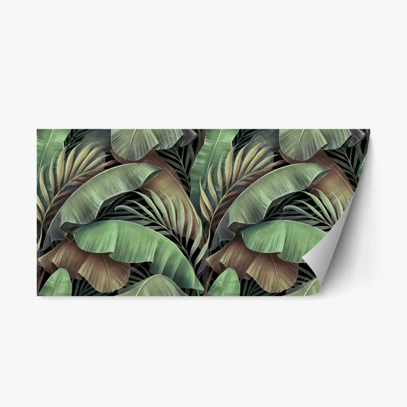 Adesivo riposizionabile elegante motivo di foglie tropicali verde smeraldo