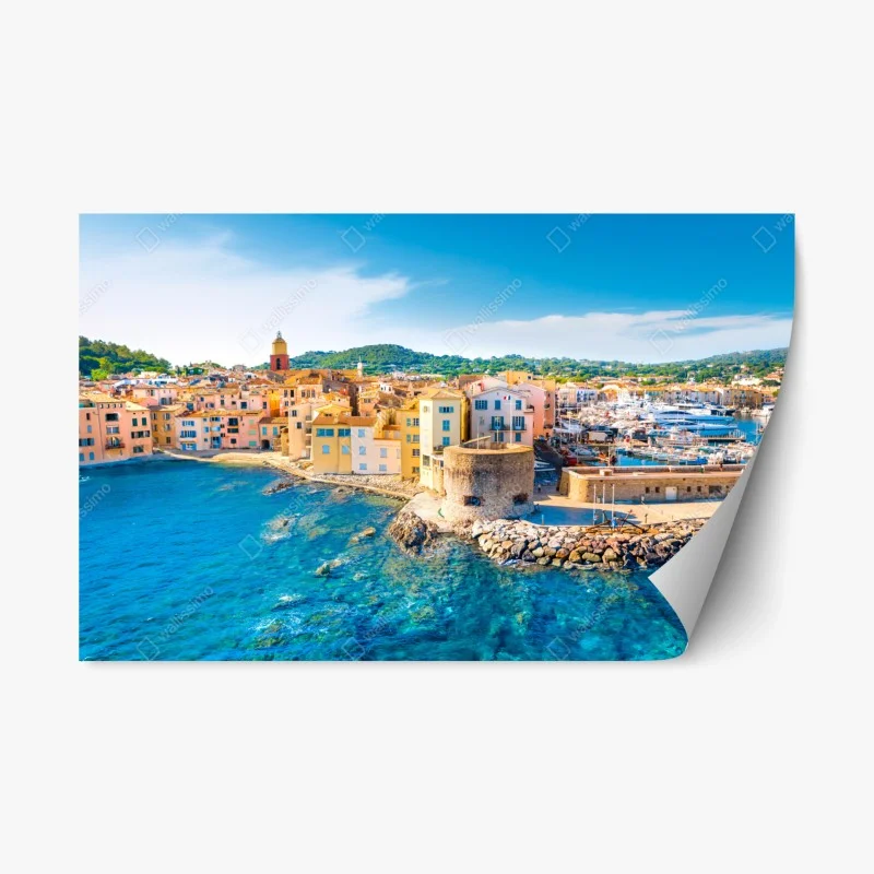 Adesivo riposizionabile vista pittoresca di Saint-Tropez sul mare