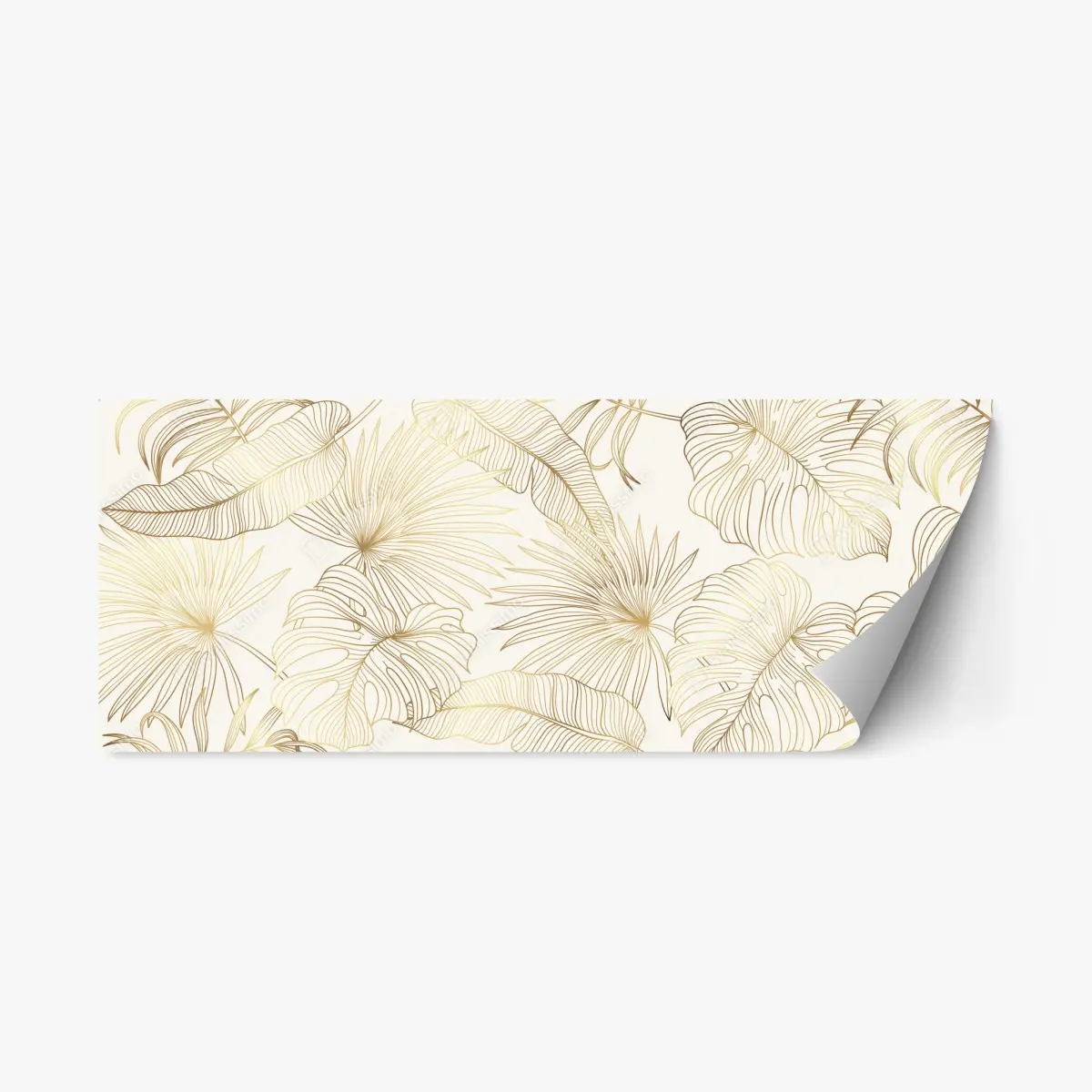 Adesivo riposizionabile fogliame tropicale dorato su fondo crema • Wallissimo®