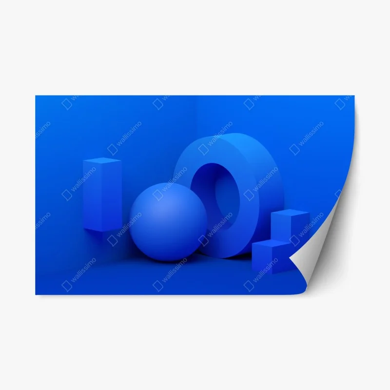 Adesivo riposizionabile composizione geometrica blu minimalista