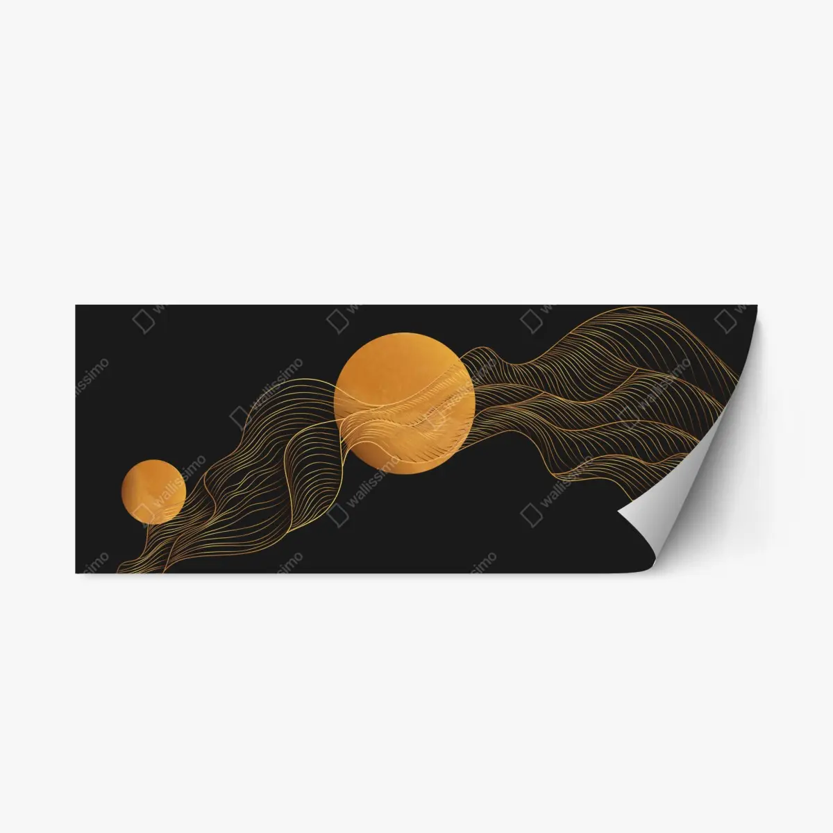 Adesivo riposizionabile eleganza dorata su sfondo nero • Wallissimo®