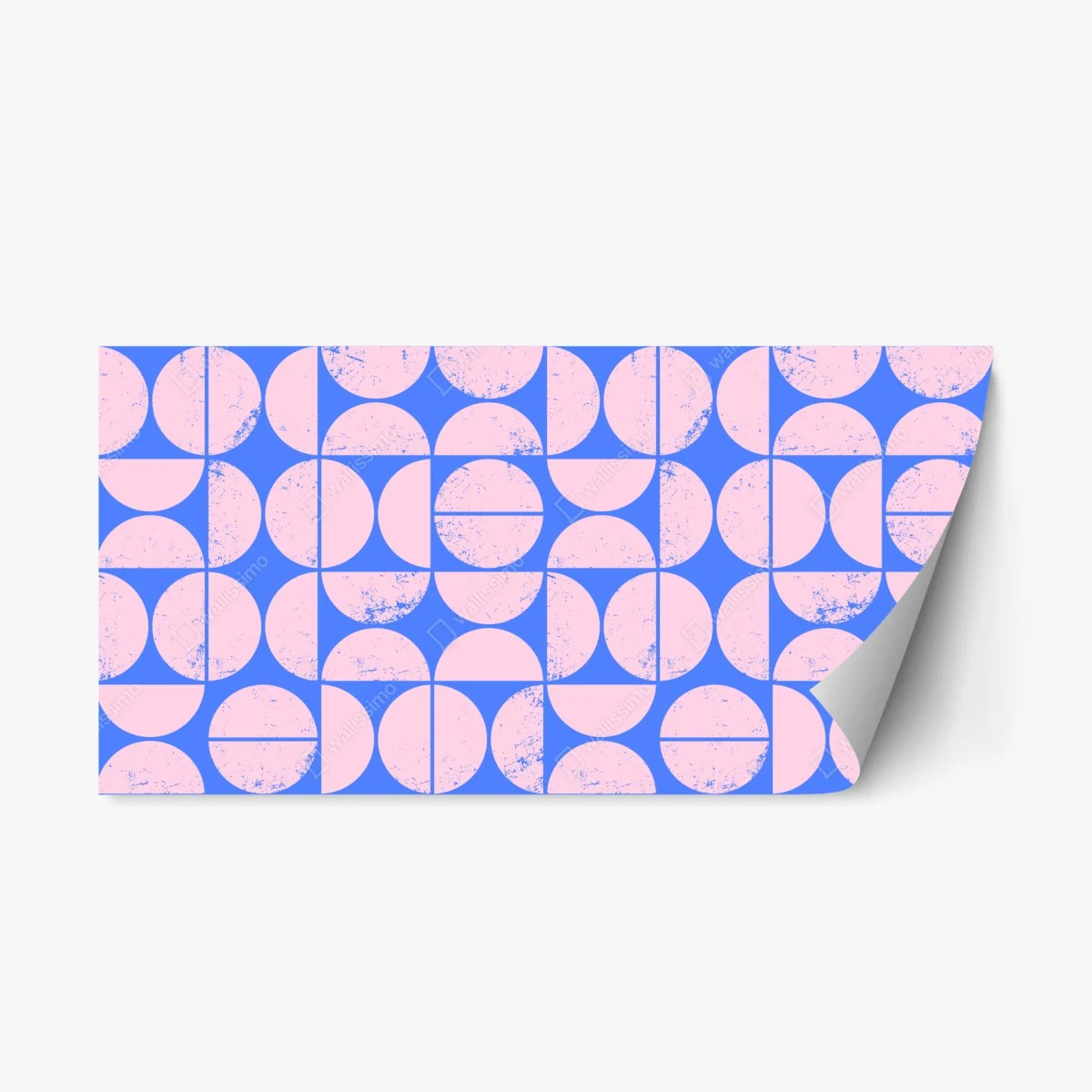 Adesivo riposizionabile motivo geometrico rosa e blu con effetto vintage • Wallissimo® Adesivo riposizionabile motivo geometrico rosa e blu con effetto vintage • Wallissimo®