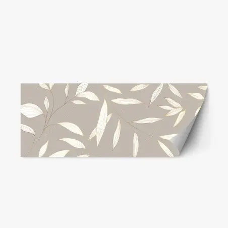 Adesivo riposizionabile motivo foglie dorate su sfondo beige • Wallissimo®