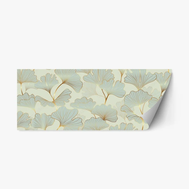 Adesivo riposizionabile motivo elegante di foglie di ginkgo con dettagli dorati
