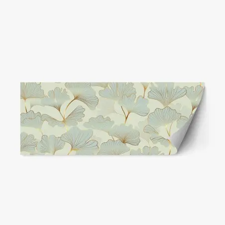 Adesivo riposizionabile motivo elegante di foglie di ginkgo con dettagli dorati • Wallissimo®