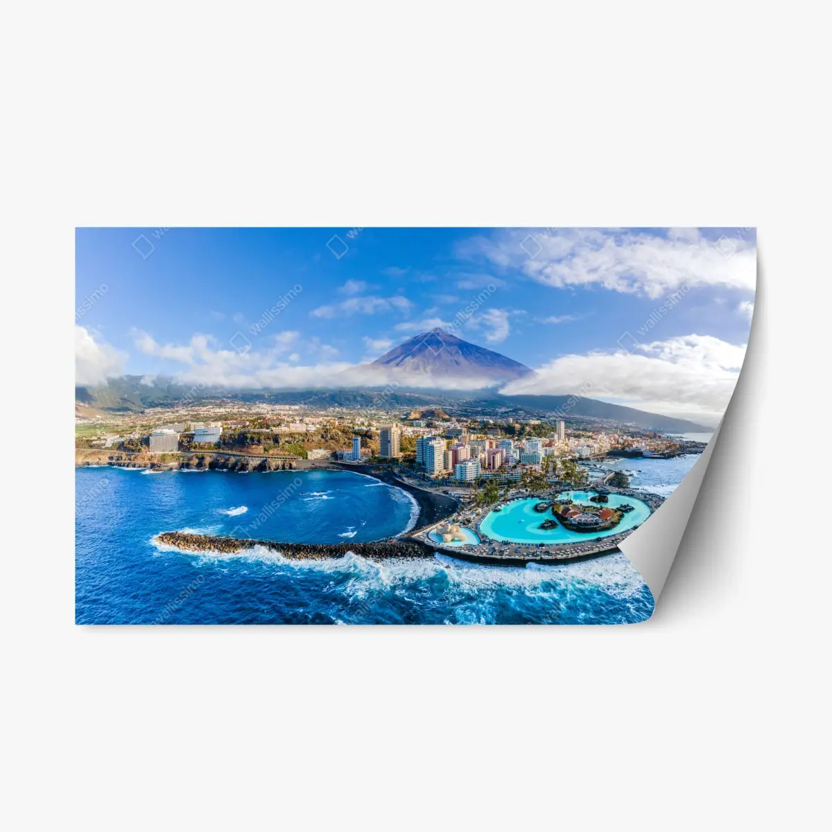 Adesivo riposizionabile panorama costiero di Tenerife con il Teide • Wallissimo®
