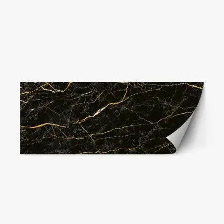 Adesivo riposizionabile marmo nero con venature dorate • Wallissimo®