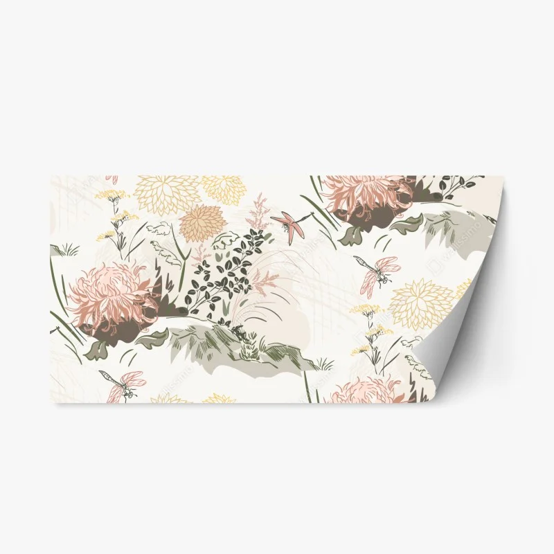 Adesivo riposizionabile motivo floreale delicato in colori pastello