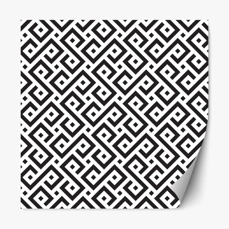 Adesivo riposizionabile motivo geometrico labirintico in bianco e nero