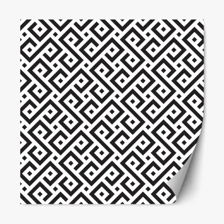 Adesivo riposizionabile motivo geometrico labirintico in bianco e nero • Wallissimo®