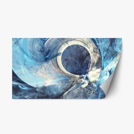 Adesivo riposizionabile vortice frattale blu - composizione astratta dinamica • Wallissimo®