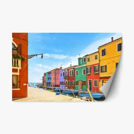 Adesivo riposizionabile incantevole scorcio colorato di Burano • Wallissimo®