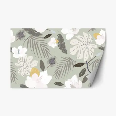 Adesivo riposizionabile motivo botanico elegante in tonalità salvia • Wallissimo®