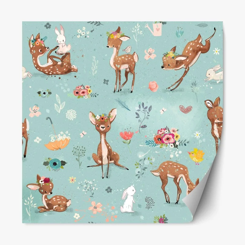 Adesivo riposizionabile dolci cerbiatti in toni pastello
