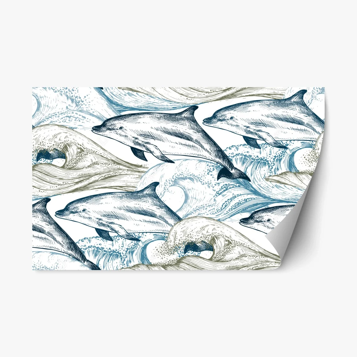 Adesivo riposizionabile motivo marino con delfini e onde • Wallissimo® Adesivo riposizionabile motivo marino con delfini e onde • Wallissimo®