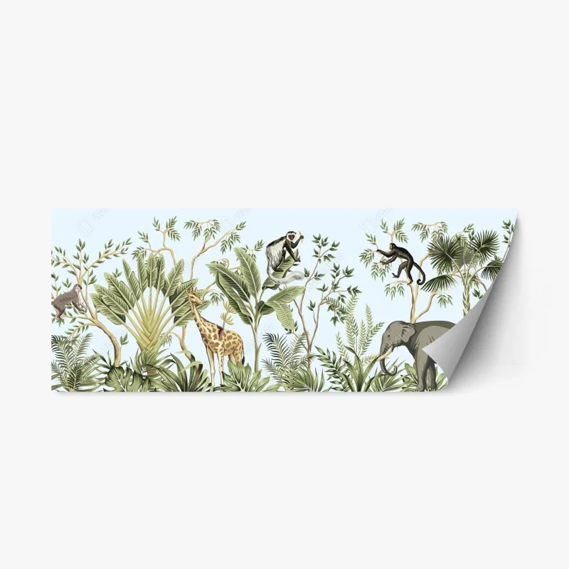 Adesivo riposizionabile foresta tropicale illustrata con animali