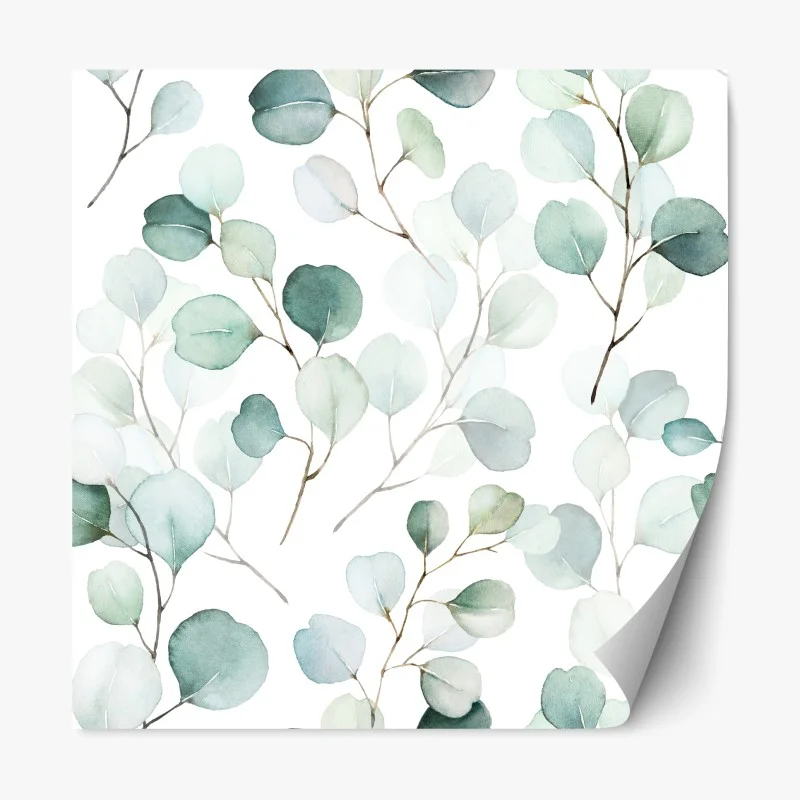 Adesivo riposizionabile fogliame di eucalipto acquerellato
