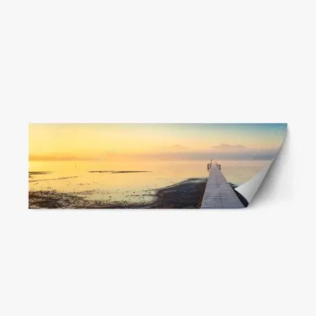 Adesivo riposizionabile pontile verso l'orizzonte al tramonto • Wallissimo®