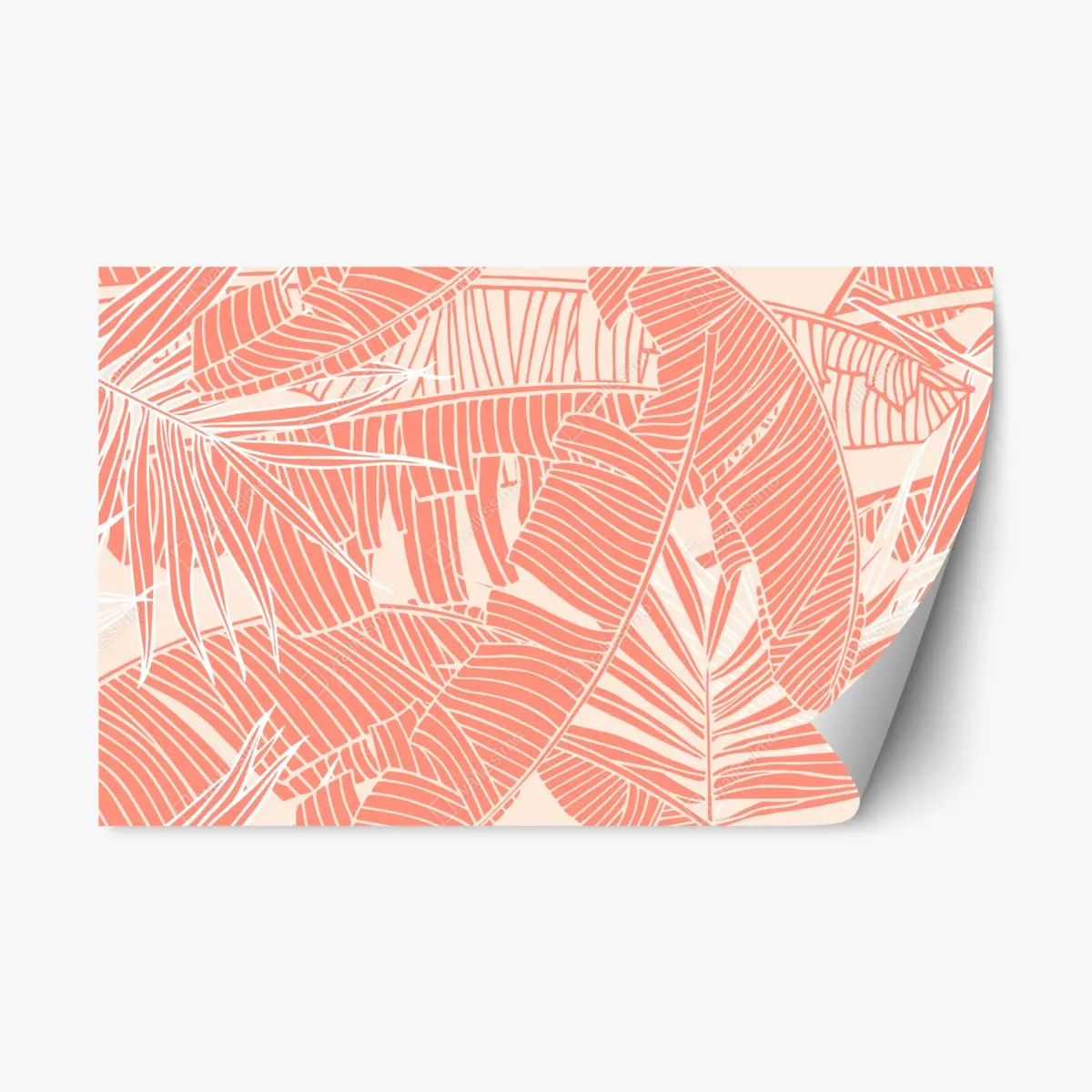 Adesivo riposizionabile motivo di foglie tropicali color corallo • Wallissimo®
