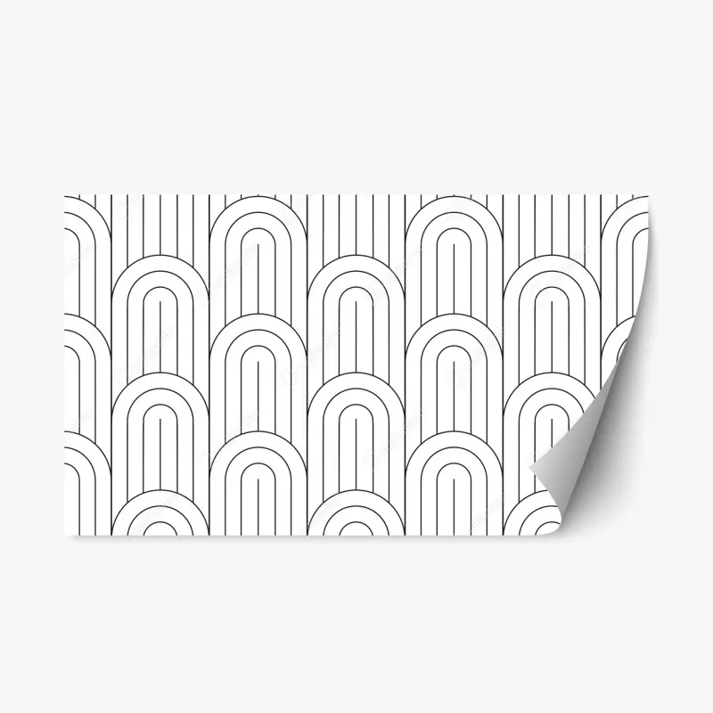 Adesivo riposizionabile motivo ad archi geometrico minimale in bianco e nero