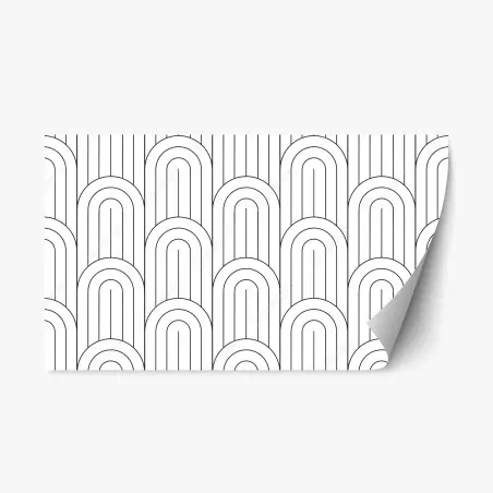 Adesivo riposizionabile motivo ad archi geometrico minimale in bianco e nero • Wallissimo®
