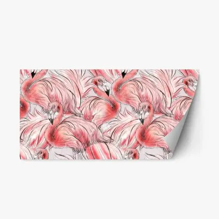 Adesivo riposizionabile motivo fenicotteri in acquerello rosa • Wallissimo®