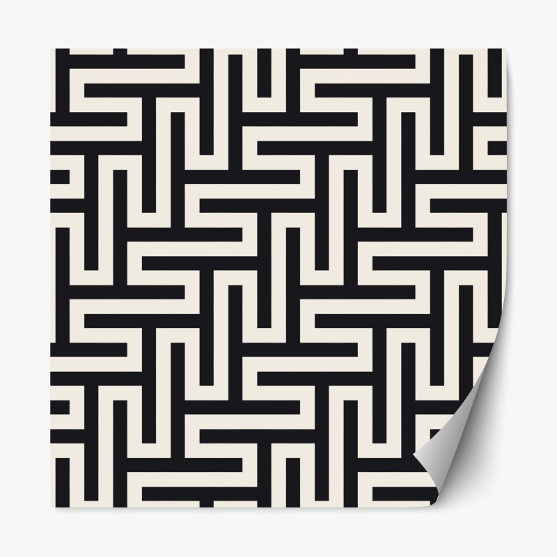 Adesivo riposizionabile labirinto geometrico in bianco e nero