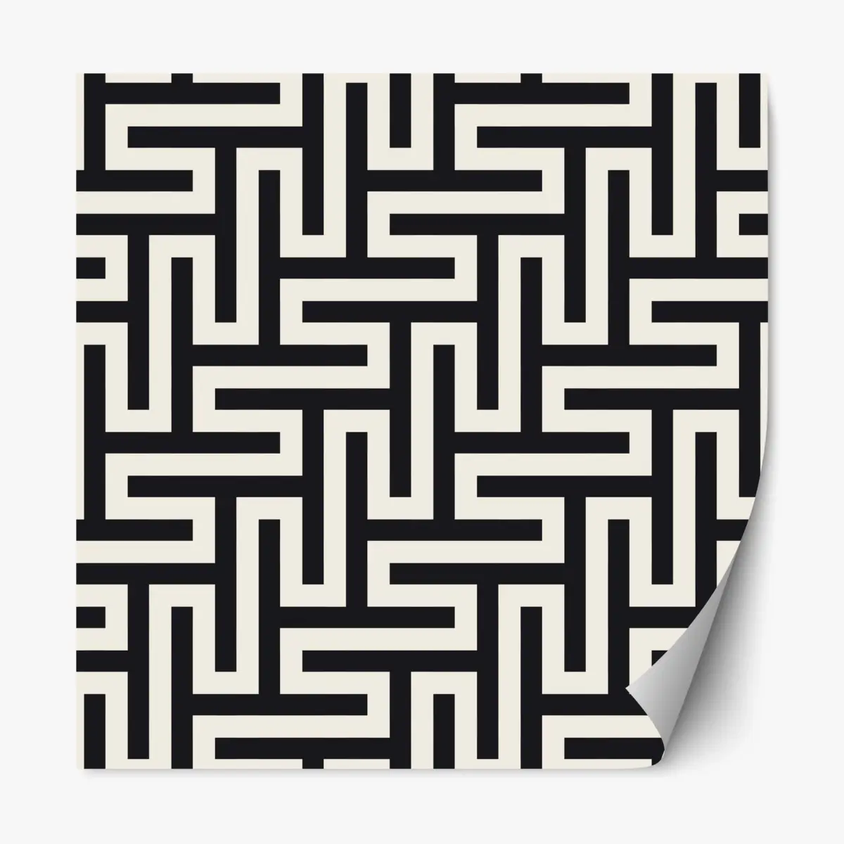 Adesivo riposizionabile labirinto geometrico in bianco e nero • Wallissimo®