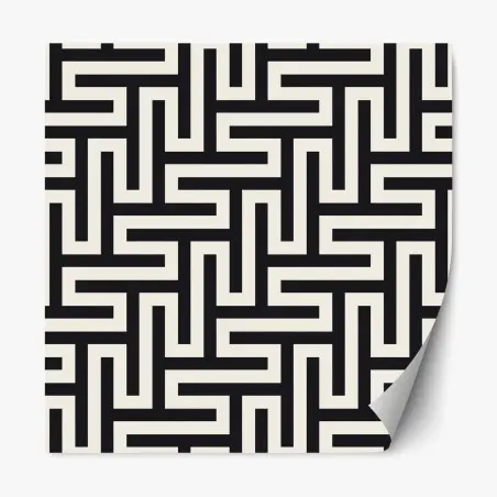 Adesivo riposizionabile labirinto geometrico in bianco e nero • Wallissimo®