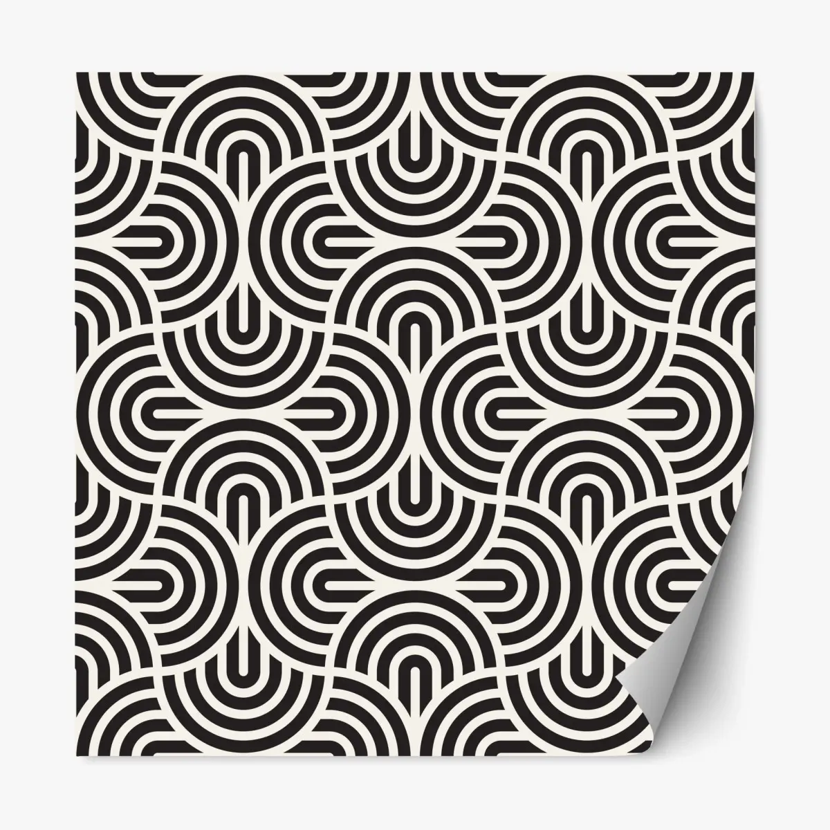 Adesivo riposizionabile motivo geometrico ottico in bianco e nero • Wallissimo®