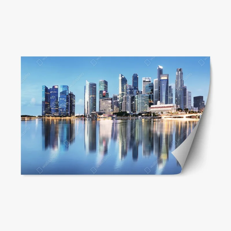 Adesivo riposizionabile panorama urbano riflesso a Singapore