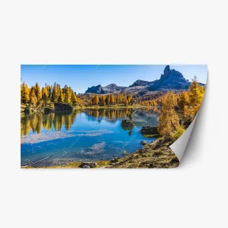 Adesivo riposizionabile paesaggio alpino autunnale • Wallissimo®